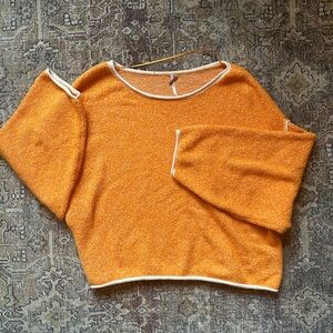 Free People Orange 3/4 Sleeve Sweater